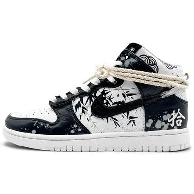 Dunk High EIGHT% Bamboe Kleur Antislip Lichtgewicht Hoge top Skateschoenen Unisex Zwart Wit D02321-111(Team131-)