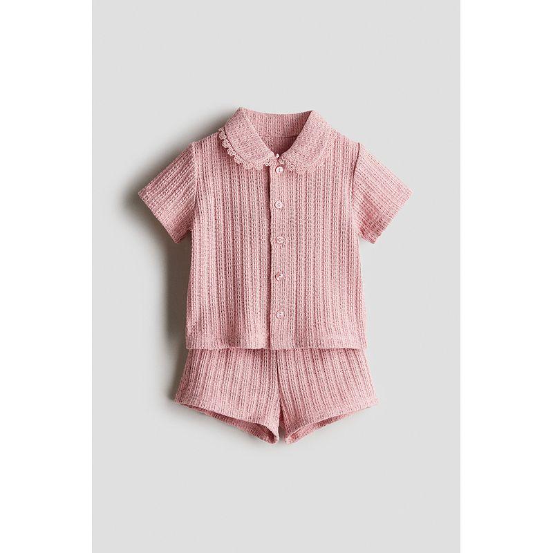 

HM Fall 2025 New Arrival Children s Clothing Baby Girl s Shirt Shorts 2-Piece Set 1285629 Pink 90/52(1 ½-2Y)