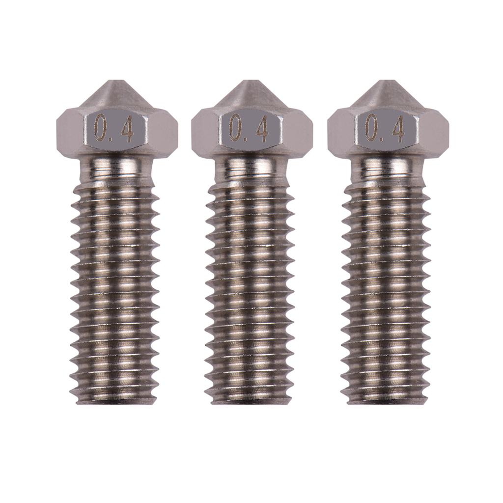 3pcs 3D Printer Extruder Stainless Steel Volcano Nozzle M6 Thread Printer Head 0.4mm Output for