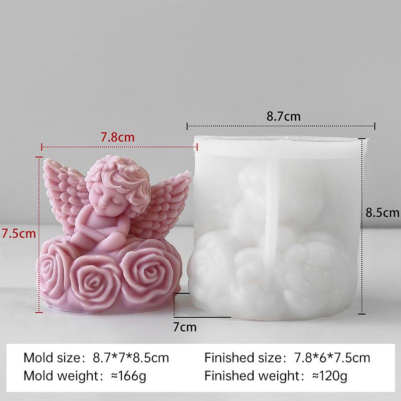 3D Rose Baby Angel Silicone Mold Handmade Aroma Candle Plaster Ornament Mould DIY Angel Home Decoration Crafts Making Molds