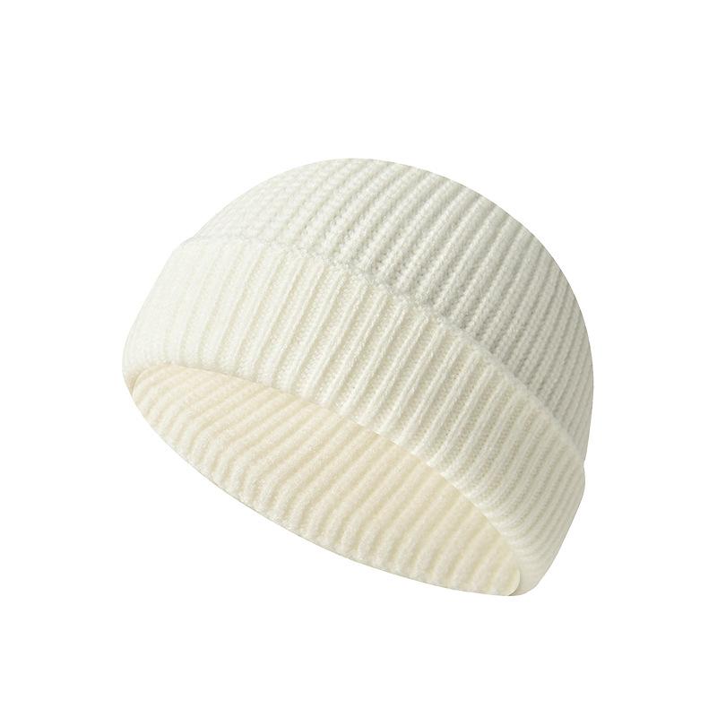 Seamless Double-Fold Knitted Wool Hat for Autumn/Winter Unisex Warm Beanie Hipster Sailor Cap