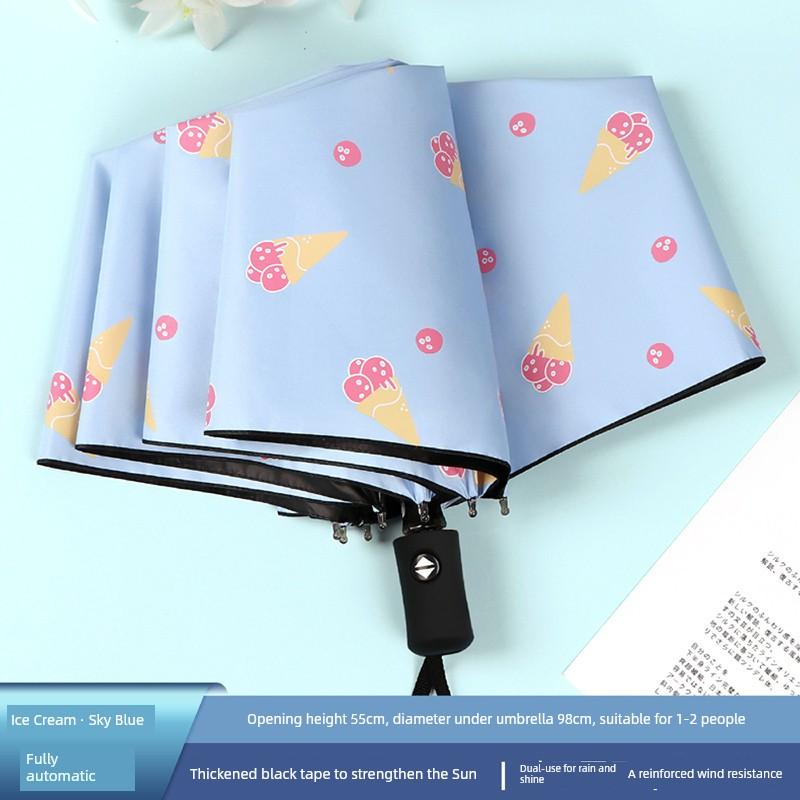 All-Weather Umbrella Female Dual-Use Cute Folding Floral Print Fresh Student Small Sun Protection UV Protection Sun Umbrella