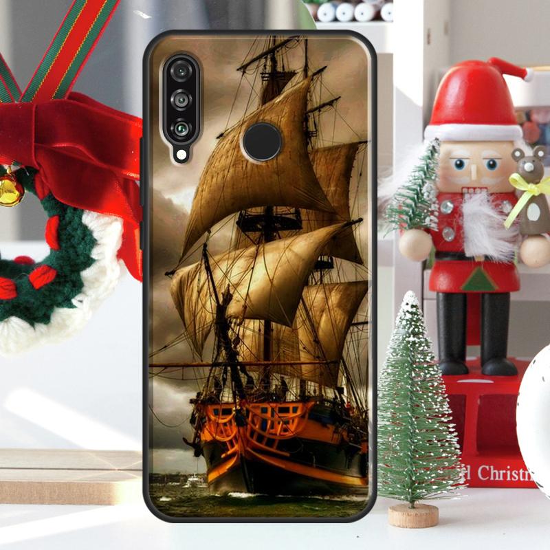 Sailing Pirate Ship Boat For Huawei Nova 9 10 SE 11 Pro Y60 Y70 Y90 Y61 Y91 Y72 Y73 12i 11i 8i P20 P30 P40 Lite Case