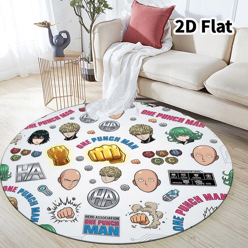 Onepunch Man Round Area Rug Carpet Rug For Living Room Bedroom Sofa Playroom Decor Nonslip Floor Mat