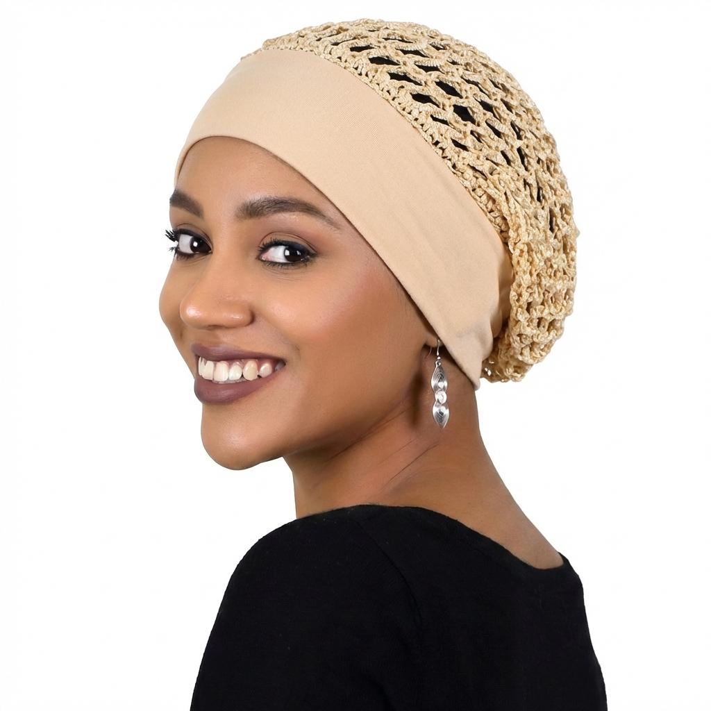 

Womens Handmade Mesh Hat Crochet Wig Cap Fashion Solid Color Hair Care Bonnet Breathable Mesh Nightcap One Size хаки