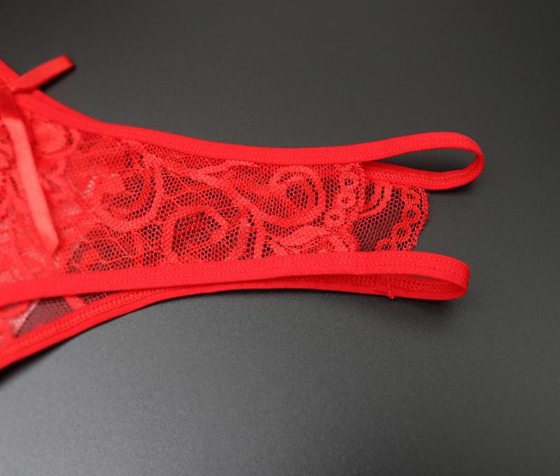 Sexy Lingerie Women's Sexual Panties Crotchless Opening Transparent G-strings Thongs Bow Underwear for Women Lace Erotic Panties