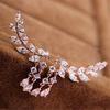 Women Gold Silver  Zircon Leaves Tassel Ear Stud Earrings Jewelry