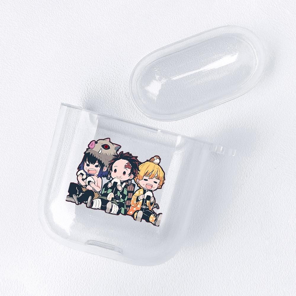 Demon Slayer Nezuko Zenitsu Tanjirou Transparent Airpods-veske for Funda Airpods 2/1-deksel Kimetsu No Yaiba Soft TPU-veske Coque