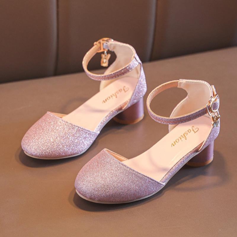 

Дитячі підбори, модні туфлі принцеси для дівчаток, літні баотоу, корейська версія, дитячі та дівочі сандалі середнього розміру 37 рожевий