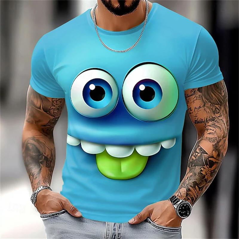 Summer Short-sleeved Funny Face Graphic T-shirts for Men's 3D Printing Casual Funny T-shirt Street Outdoor Men's and Women's Tee Tops