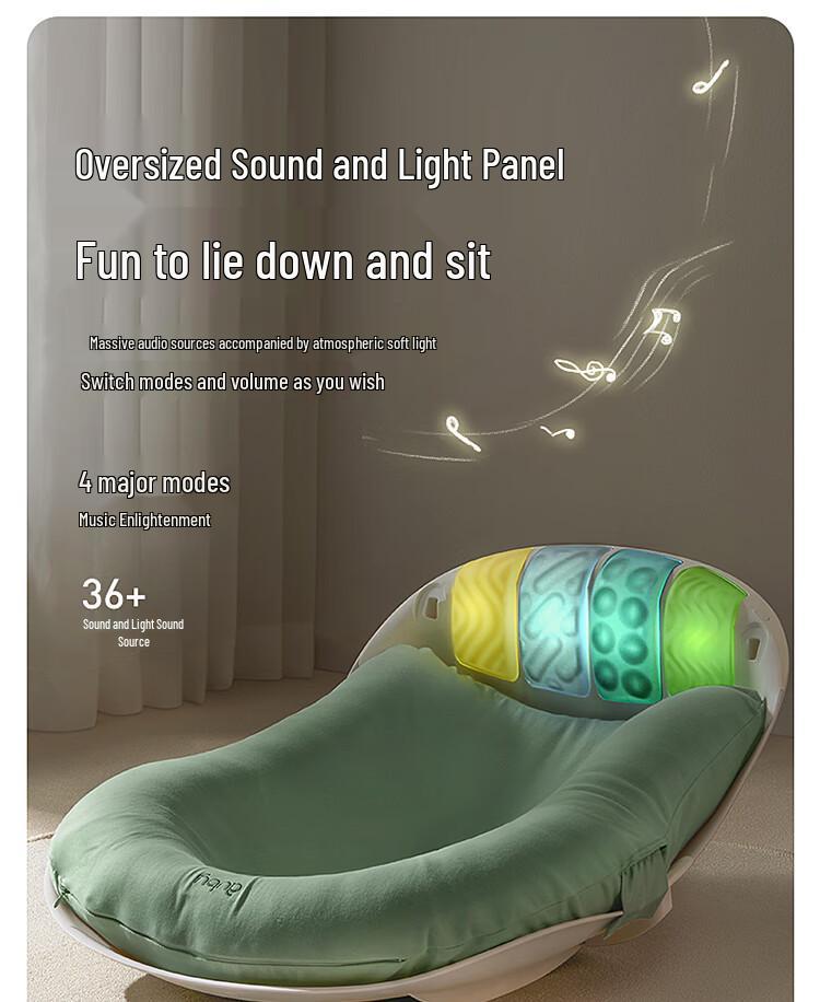 Aobei Baby Crib with Rocking Toy, Fitness Frame, Piano Foot Pedal, and Movable Bionic Sleeping Bed