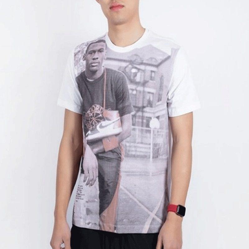Jordan Air Jordan 1 T Shirts Men's White Crew Neck Moderate Straight Fit AT8918-100