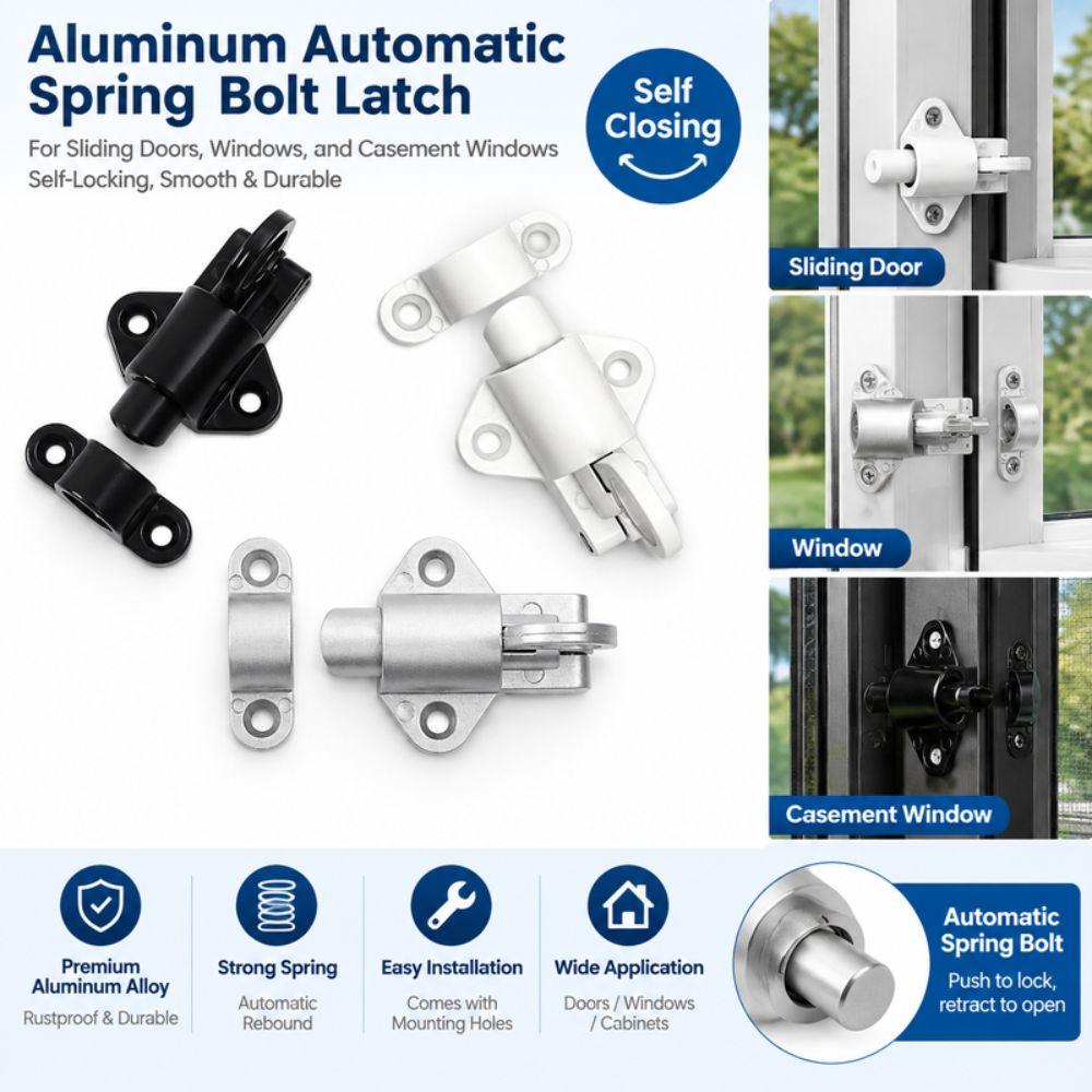 Bolt Latch Spring Door Lock Aluminum Alloy Security Gate Latch Automatic Window Lock  Door Hardware