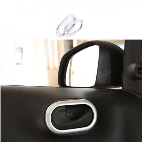 2PCS Matte Silver Inner Door Handle Frame Trim For Benz Smart Fortwo 2015-