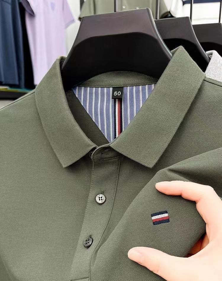 Męskie letnie polo casual 2024 z kołnierzykiem typu turn-down - koszulka z krótkim rękawem