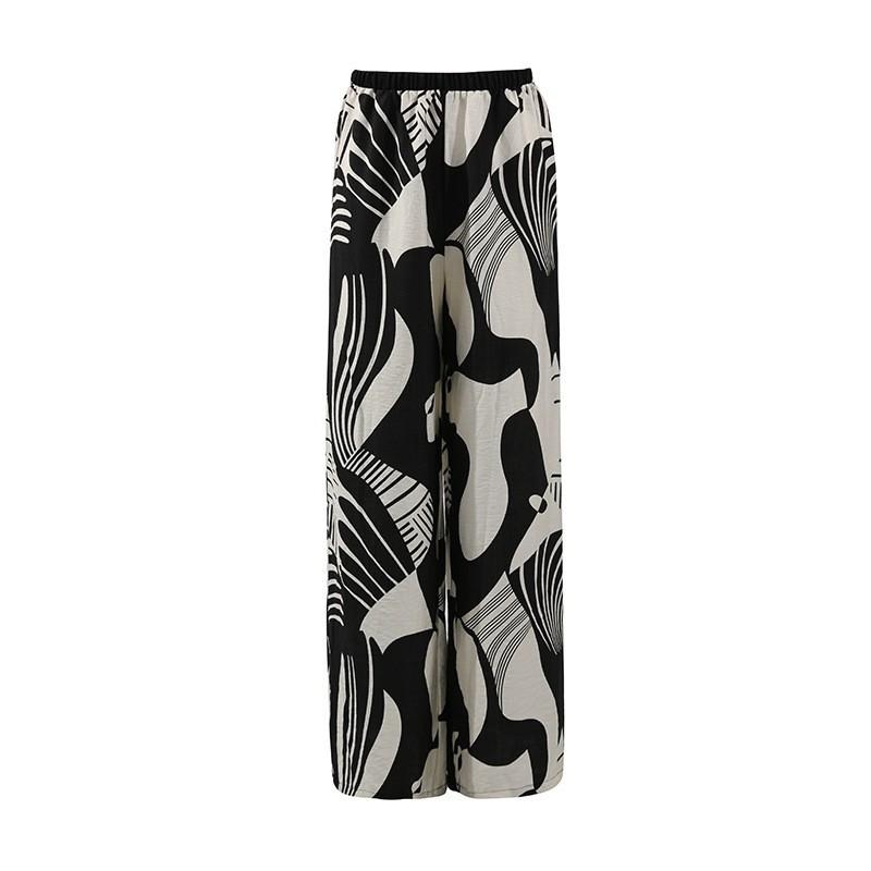 Sexy Hot Girl Style Tube Top Backless + Fashion Print Straight Pant Suit Women