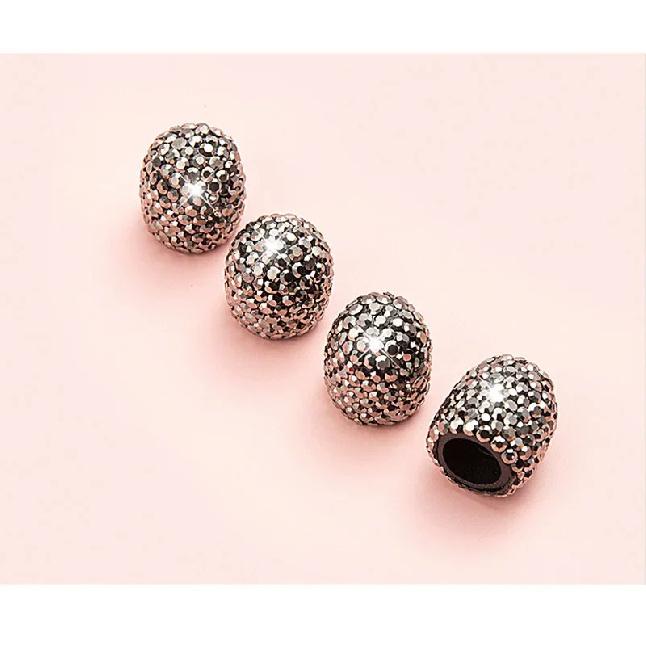 4 Pieces Bling Car Tire Valve Stem Caps, Sparkling White Handmade Crystal Rhinestone Dustproof Universal Car Valve Stem Covers