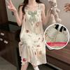 Summer Girls Sleeveless Nightgown With Comfortable Milk Silk And Flower Pattern For Lounge