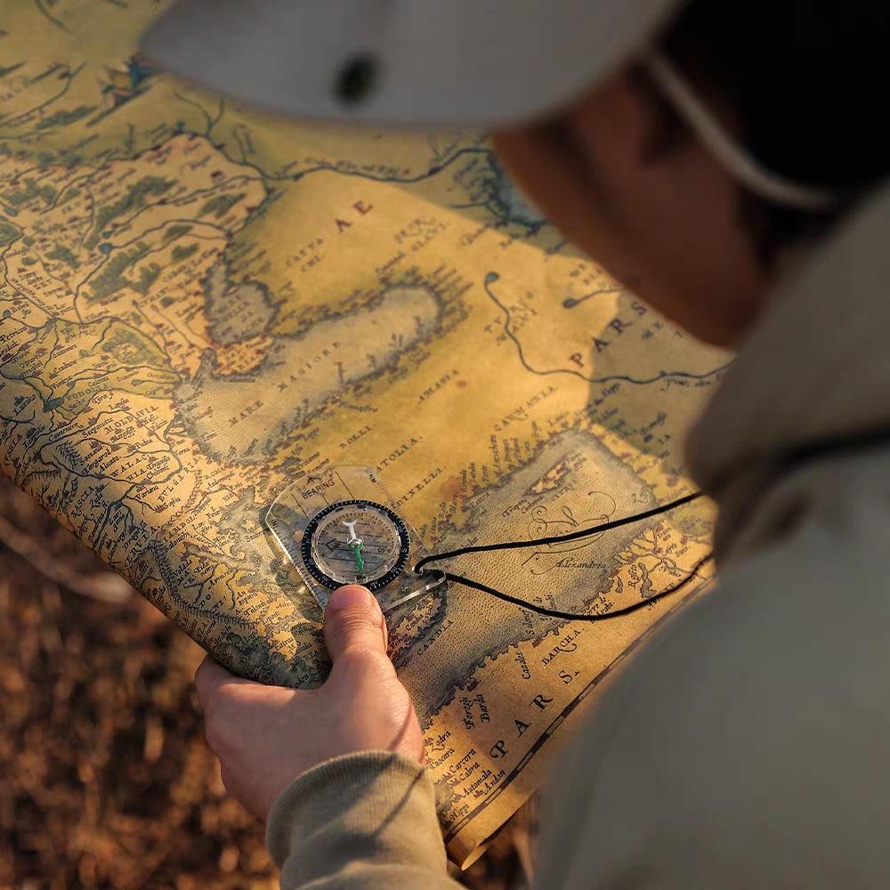 Clear Mini Acrylic Map Scale Compass with Lanyard - Portable Multifunctional Navigation Tool