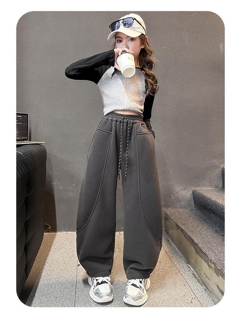 Pantaloni della tuta autunnali alla moda per ragazze - Stile 2025 per bambini: Pantaloni casual versatili con risvolto per primavera e autunno