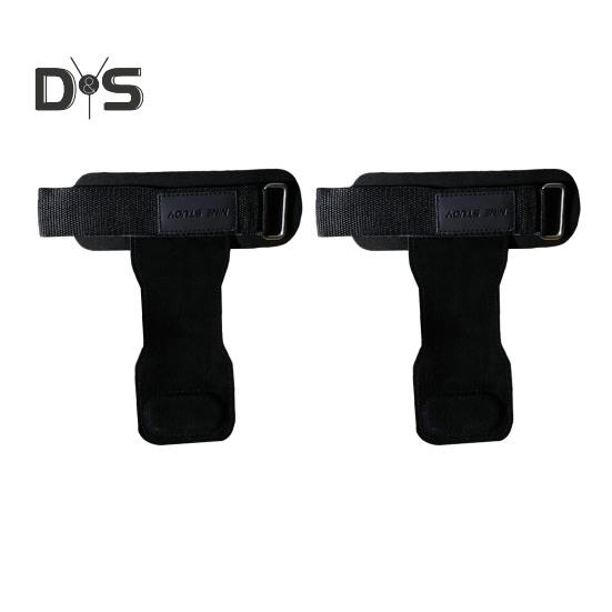 1 Pair Weight Lifting Wrist Strap Double Layer Cowhide Weightlifting Gym Gloves with Palm Pad Elastic Deadlifting Grip