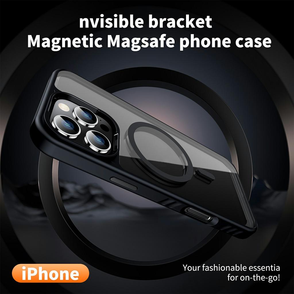 For iPhone 16 Pro Case Compatible with MagSafe Transparent PC+TPU Anti-Slip Phone Cover