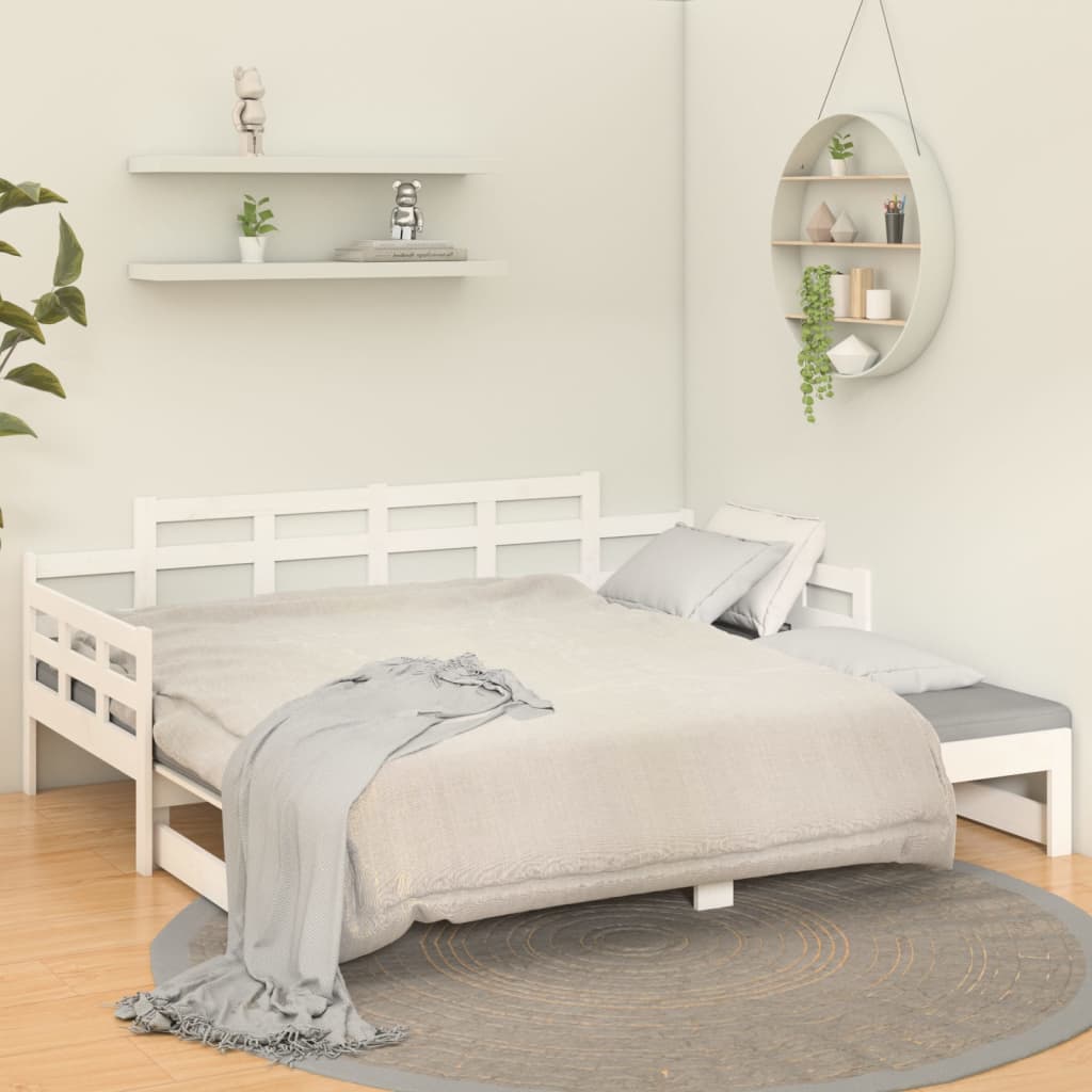 Extendable Daybed White Solid Pine Wood 2x(80x200) cm