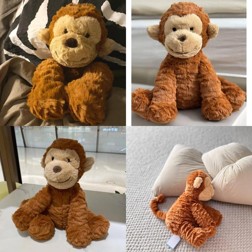 Peluche Jellycat Fuddlewuddle Monkey con morbido pelo corto, ideale come regalo per adolescenti.