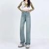 Women's Plus Size High Waist Wide Leg Jeans - Slim Fit, Winter, Thicken, Straight Leg, Loose, Drapey Long Pants