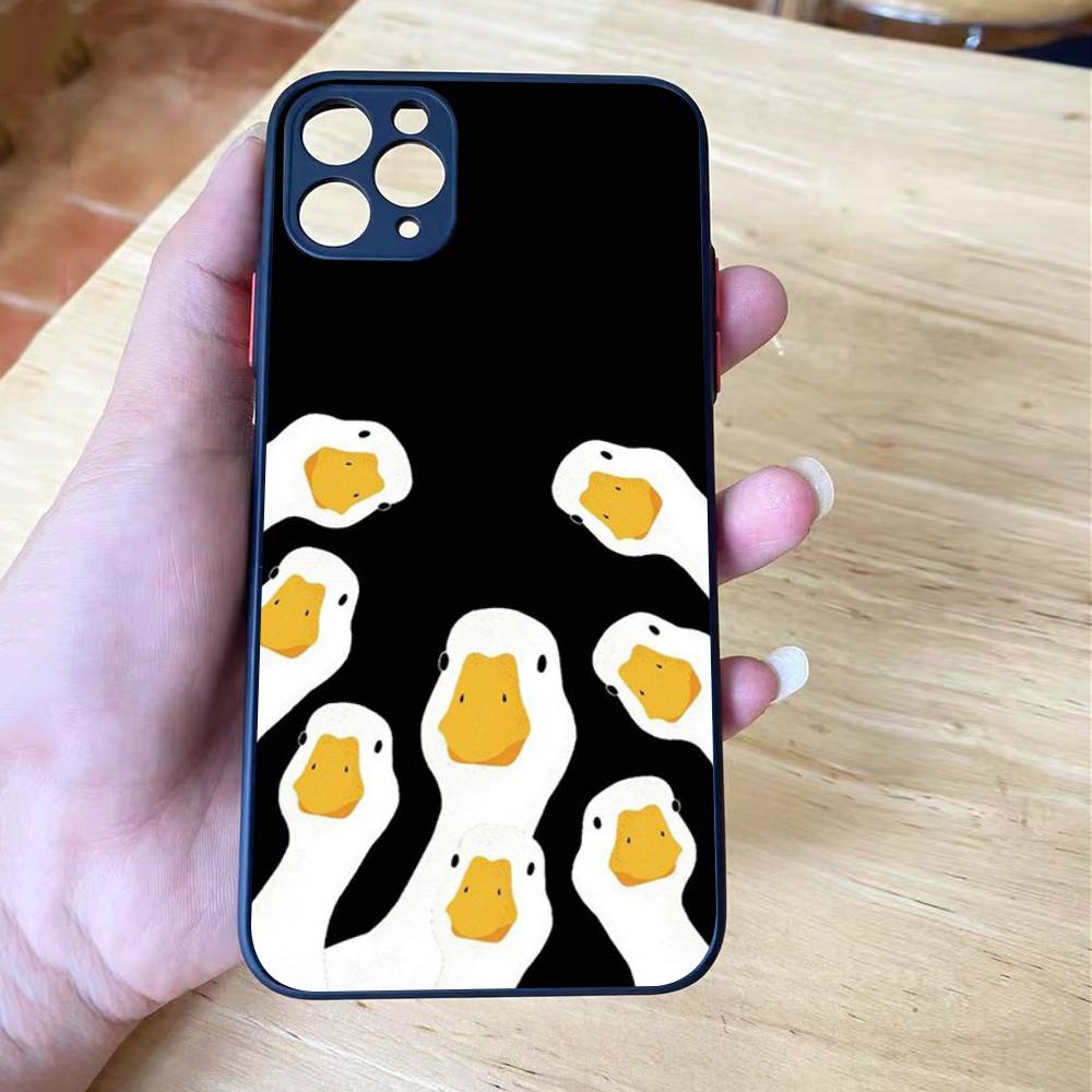 Cartoon Funny Duck Shockproof Matte Phone Case For IPhone 16 15 14 13 12 11 Pro Max X XS MAX Mini