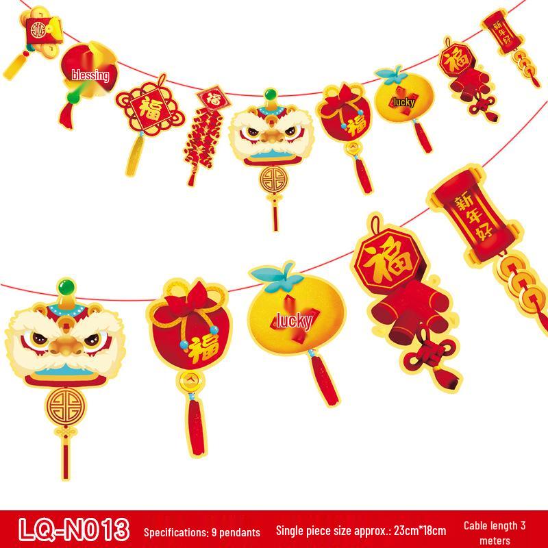 2026 Spring Festival Chinese New Year Living Room Decorations: Paper Hanging Ornaments for Home Scene