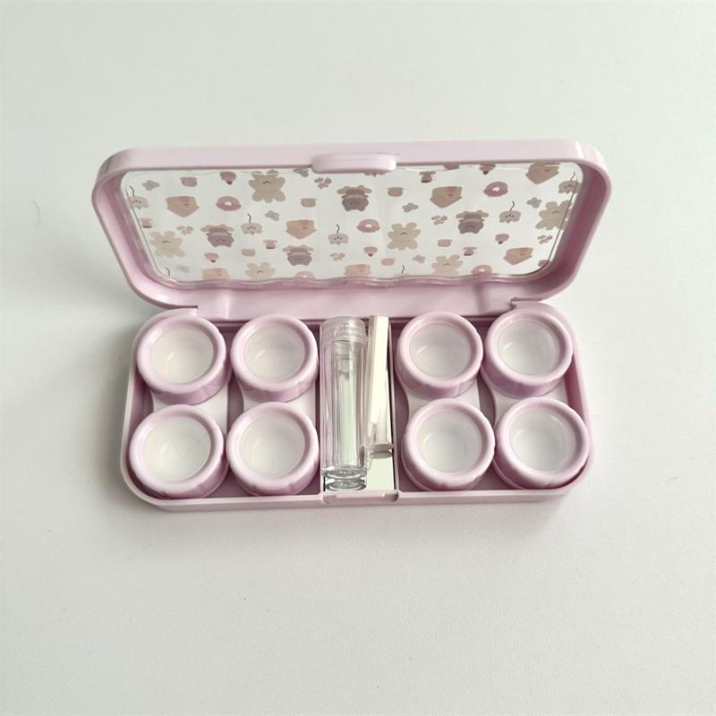 Cute Portable Cartoon Dog Bear Eye Contacts With Mirror Contact Lens Case Colored Lenses Container Box For Party Travel Set