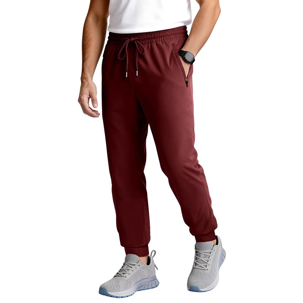 Men's Tapered Joggers With Zipper Pockets | Elastic Quick-Dry Athletic Pants For Workout & Running