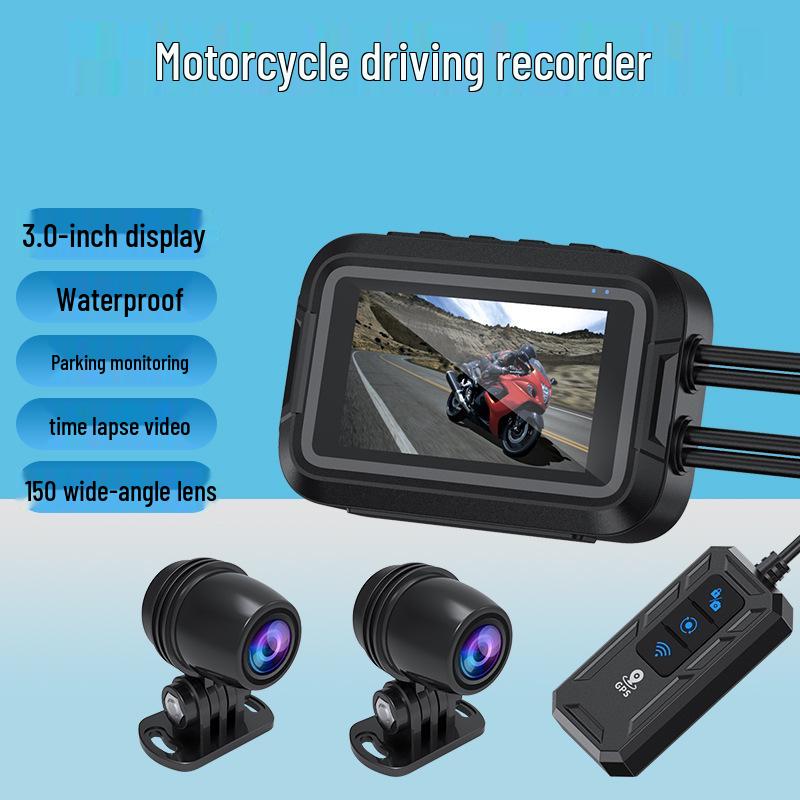 Motorcycle Dual HD1080P DVR: Front & Rear Recording, Waterproof, WiFi-Enabled, GPS Tracking