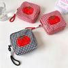 Tomato Plaid Small Makeup Bag Square Mini Organizer Bag  CCD Camera Sanitary Napkin Lipstick