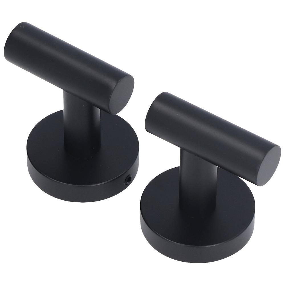 2 PCS Black Robe Hook Compact Design Coat Hook Stable Towel Hook Bathroom Kitchen Garage Closet