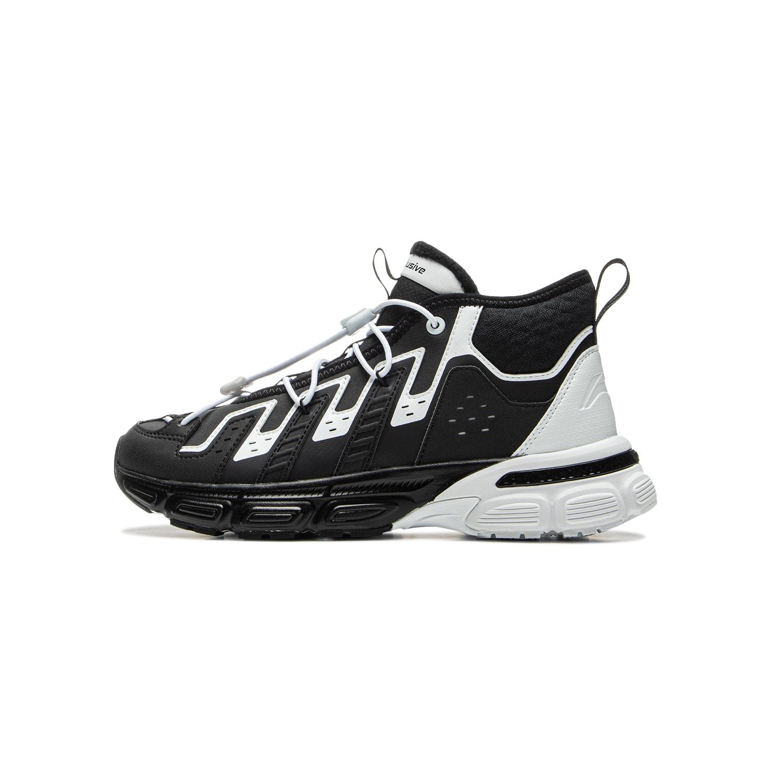 

Li Ning Детские универсальные теплые амортизирующие с отскоком износостойкие нескользящие полуботинки повседневная обувь детская повседневная обувь черный стандартный-белый YKCU174-21 32