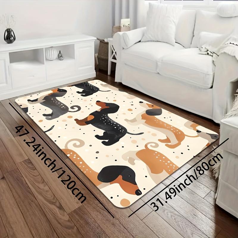 Cartoon Easy Cute Dog Printed Non-Slip Floor Mat Washable Decorative Area Rug for Gaming Room Living Room Bedroom Kitchen