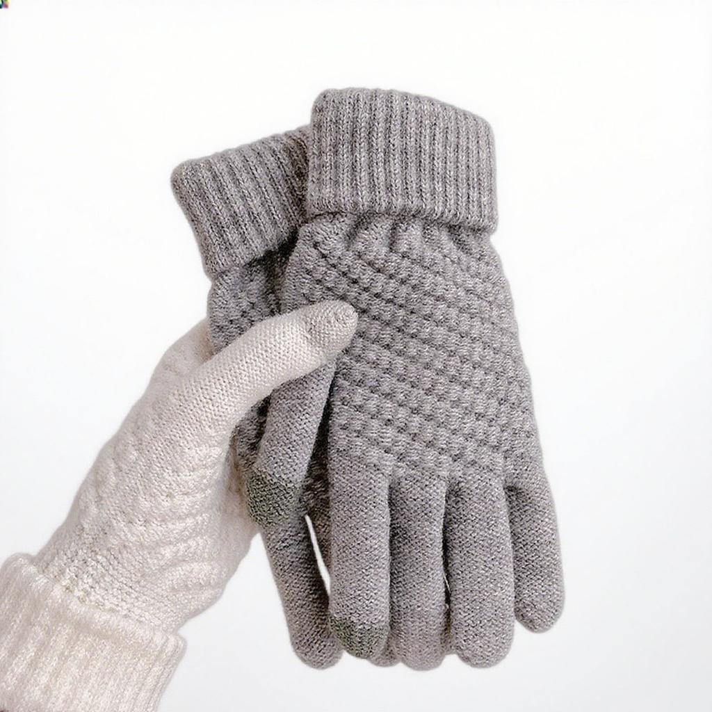 Women's autumn activities cute fleece thickened double-layer cycling cold-proof plush knitted warm pineapple gloves