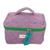 Creative Contrast Plaid Cosmetic Bag: Large Capacity, Hand-Held Travel Makeup and Brush Storage for Women.