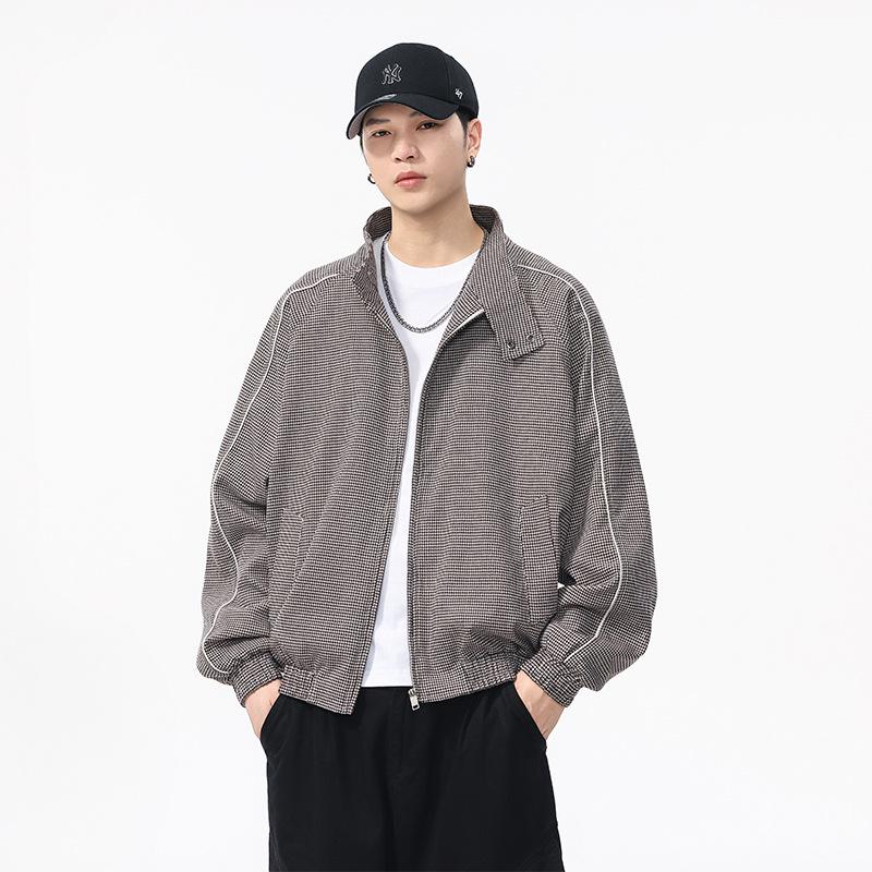 

Men s Houndstooth Wool Blend Double-Breasted Jacket - Autumn/Winter 2025 Minimalist Style M (suitable for 90-115 jin)