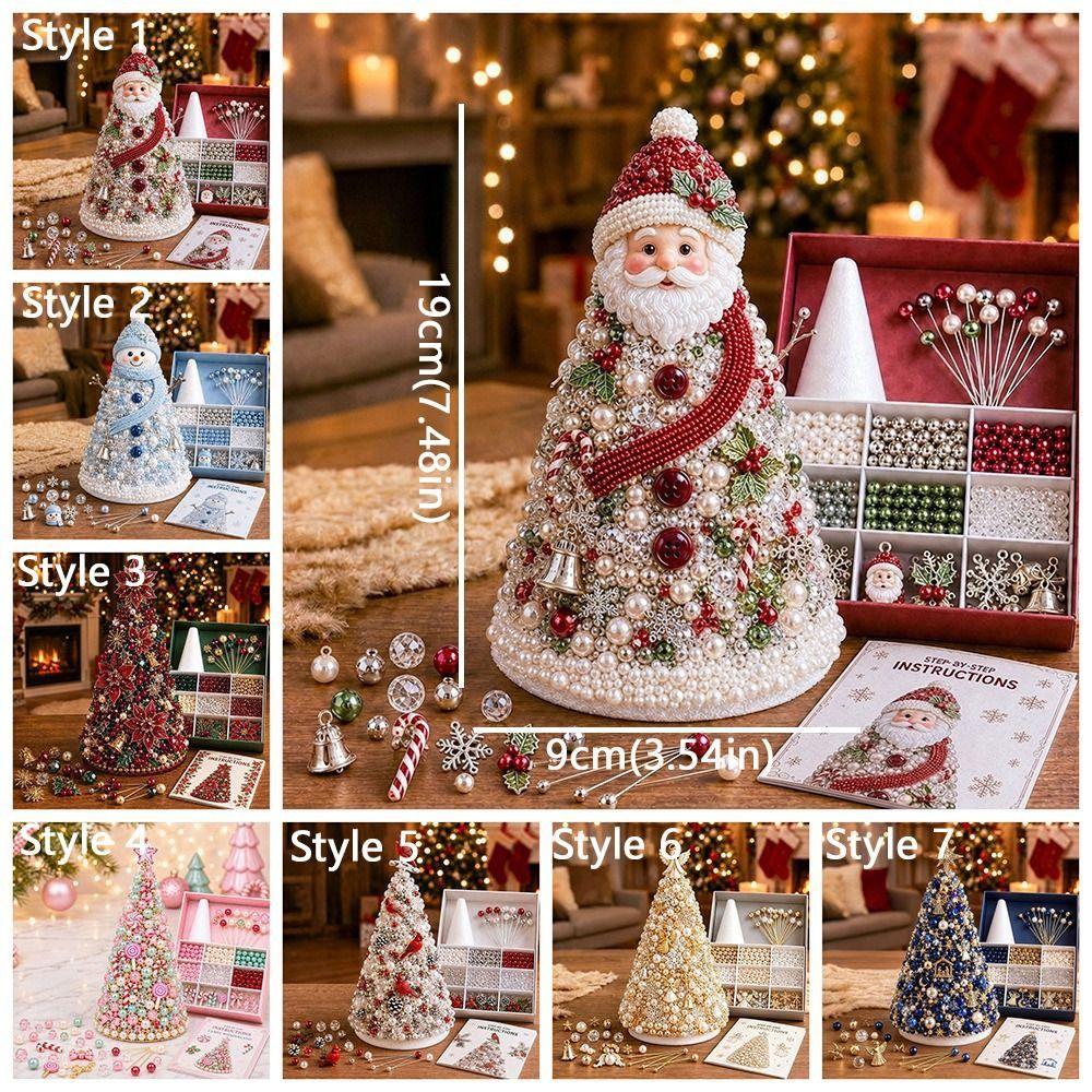 Colorful Beads Christmas Beading Craft Kit Educational Beaded Tabletop Xmas Tree  Home Hand-make