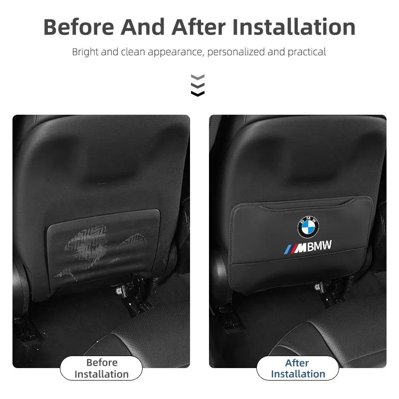 Car Sticker 2025 Hot Car Seat Back Protection Anti-Kick Pad Rear Seat Organizer Storage Bag For BMW Motorsport X1 X3 X5 E39 E46