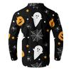 Pánské košile s dlouhým rukávem na knoflíky s halloweenskými potisky Pánské ležérní módní košile s dlouhým rukávem