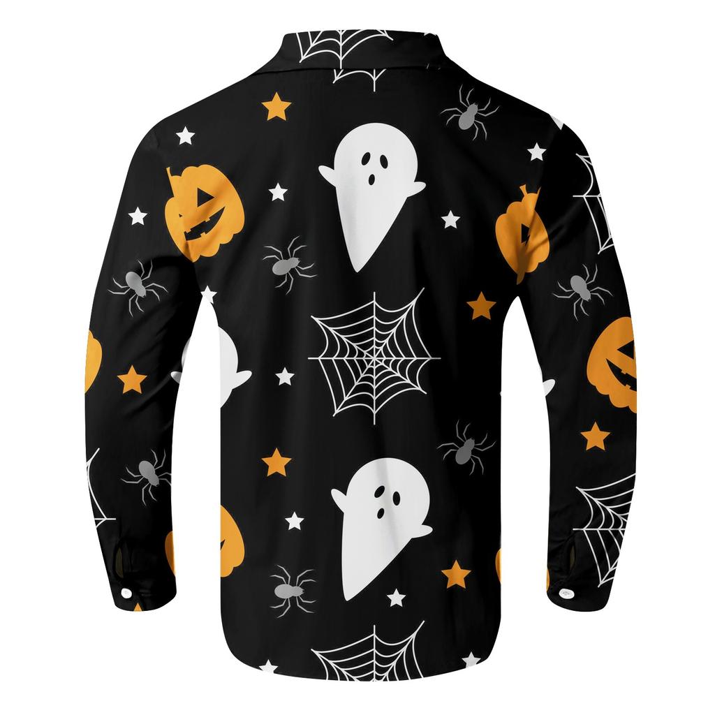 Pánské košile s dlouhým rukávem na knoflíky s halloweenskými potisky Pánské ležérní módní košile s dlouhým rukávem