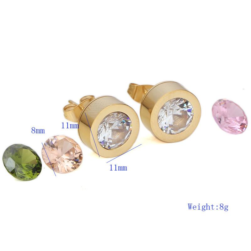 Titanium Steel Jewelry Wholesale Female Crystal From Austrian 4 Color Zircon Interchangeable Couple Earrings