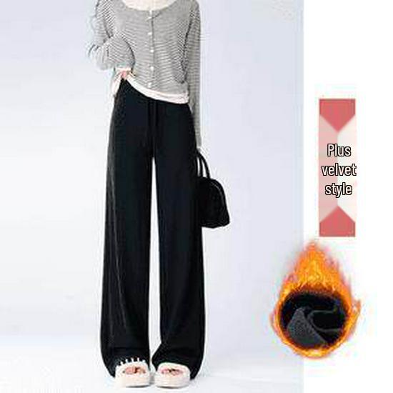 

ZIMAN Women s Fluffy Mask Pants: Autumn/Winter 2025 High-Waist Drape, Thickened, and Wide-Leg Design for a Slimming Look S (80-100 jin)