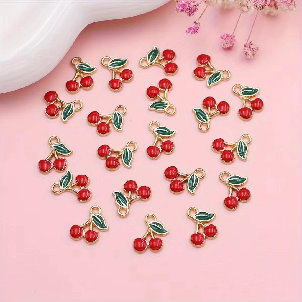 20Pcs Gold Plated Red Cherry Charms Strawberry Pendants For Jewelry Making Diy Necklace Bracelets Earrings Key Chain Accessories