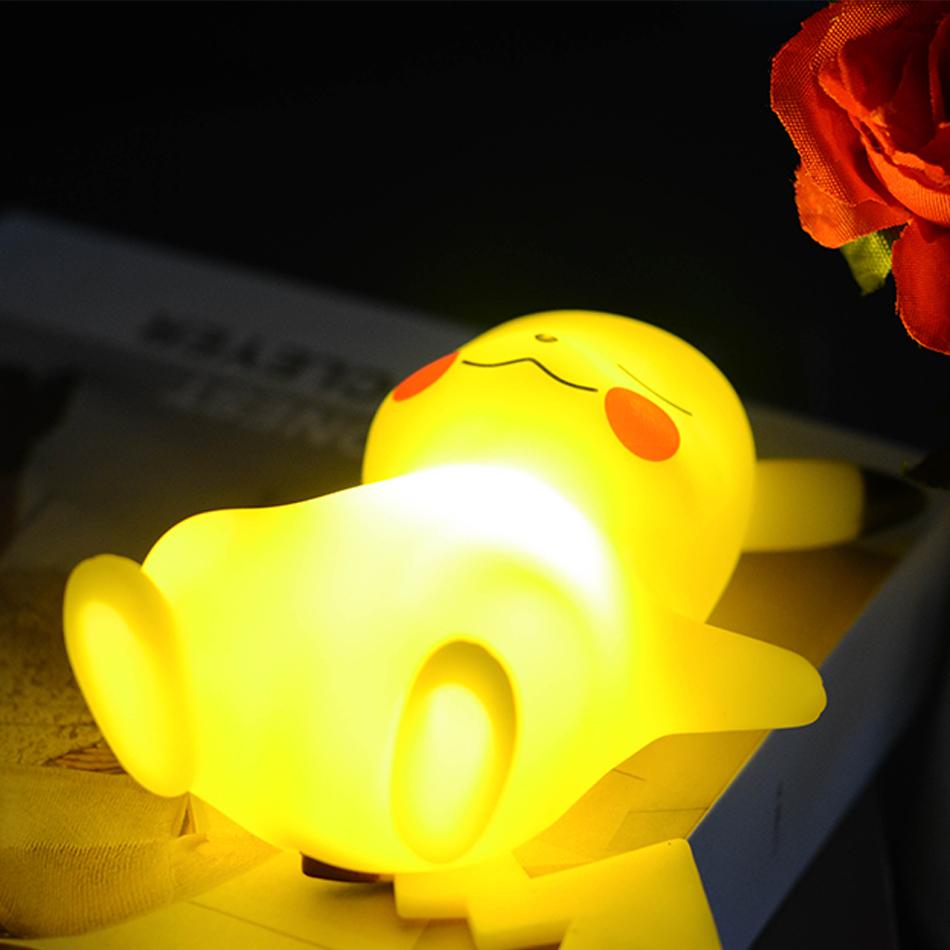 12cm Pokemon Pikachu Night Light Anime Figure Cute Bedside Lamp For Bedrooms Ornaments Children's Luminous Toys Christmas Gift