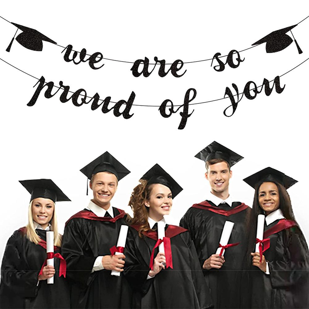 4pcs Graduation Banner, We Are So Proud Of You Graduation Banner Bunting Set